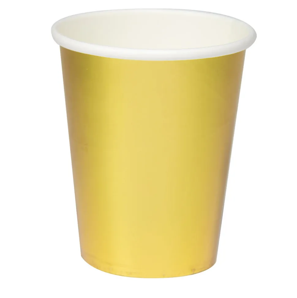 SALE Becher, recycelbar aus Pappe, Metallic Gold glänzend, 250 ml, 8 Stück