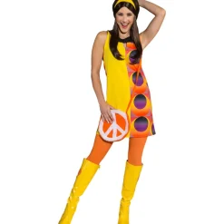 SALE Damen-Kostüm Disco-Kleid, gelb-orange, Gr. 36