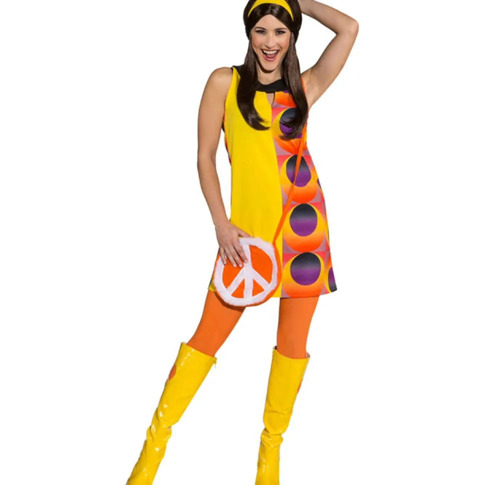 SALE Damen-Kostüm Disco-Kleid, gelb-orange, Gr. 36