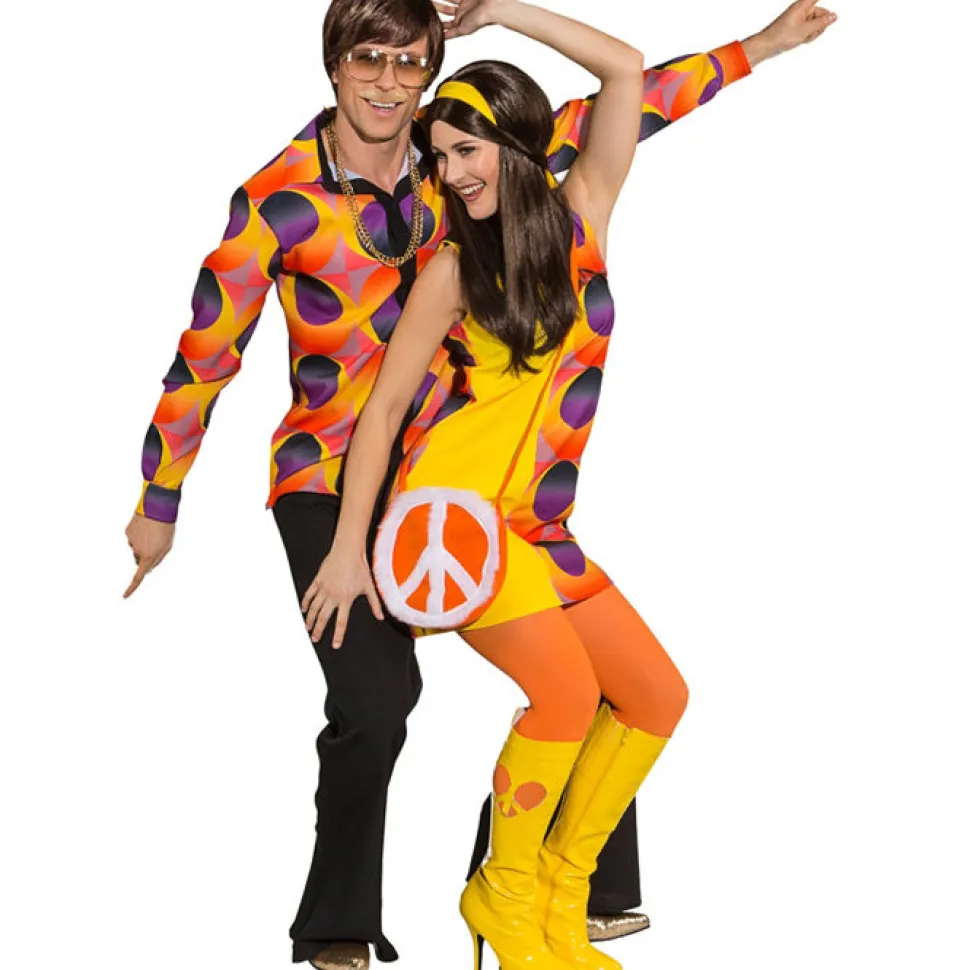 SALE Damen-Kostüm Disco-Kleid, gelb-orange, Gr. 36