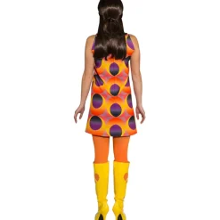 SALE Damen-Kostüm Disco-Kleid, gelb-orange, Gr. 36