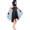 SALE Damen-Kostüm Ägypterin / Cleopatra, Kleid mit Umhang, Armstulpen und Stirnband, schwarz, Gr. XS