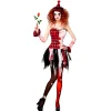 SALE Damen-Kostüm Harlekin Grusel-Clown, Kleid mit Armbändern und Minihut, Gr. XS