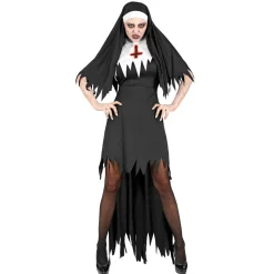 SALE Damen-Kostüm Horror-Nonne, Kleid mit Haube und Rock, Gr. XS