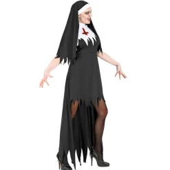 SALE Damen-Kostüm Horror-Nonne, Kleid mit Haube und Rock, Gr. XS
