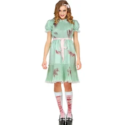 SALE Damen-Kostüm Killerpuppe, mit Kleid, Gürtel und Strümpfen, Gr. S