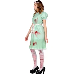 SALE Damen-Kostüm Killerpuppe, mit Kleid, Gürtel und Strümpfen, Gr. S