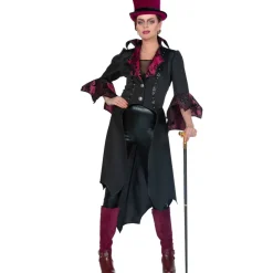SALE Damen-Kostüm Luxus-Vampir-Lady, Jacke, schwarz-rot, Gr. 36