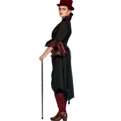 SALE Damen-Kostüm Luxus-Vampir-Lady, Jacke, schwarz-rot, Gr. 36