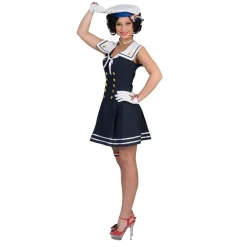 SALE Damen-Kostüm Matrosin Sally, blaues Kleid mit Matrosenkragen, Gr. 40-42