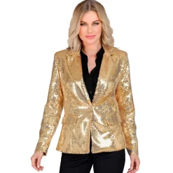 SALE Damen-Kostüm Pailletten-Blazer gold, Gr. S