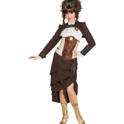 SALE Damen-Kostüm Steampunk Lagenrock braun, Gr. 34