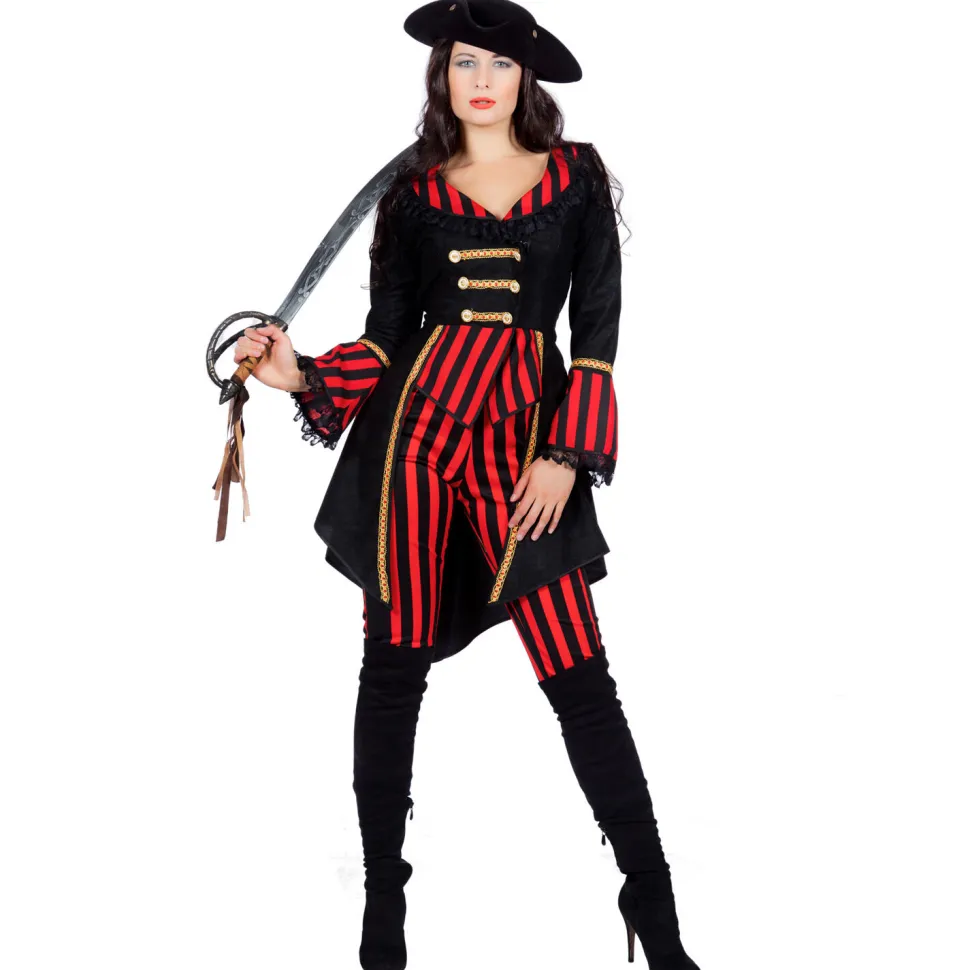 SALE Damen-Kostüm Streifen Piratin, Gr. 36