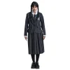 SALE Damen-Kostüm Wednesday Addams Schul-Uniform, schwarz-grau gestreift, 3-tlg., Gr. XS