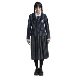 SALE Damen-Kostüm Wednesday Addams Schul-Uniform, schwarz-grau gestreift, 3-tlg., Gr. XS