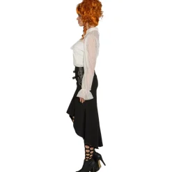 SALE Damen Steampunk-Rock, lang, schwarz, Gr. 34