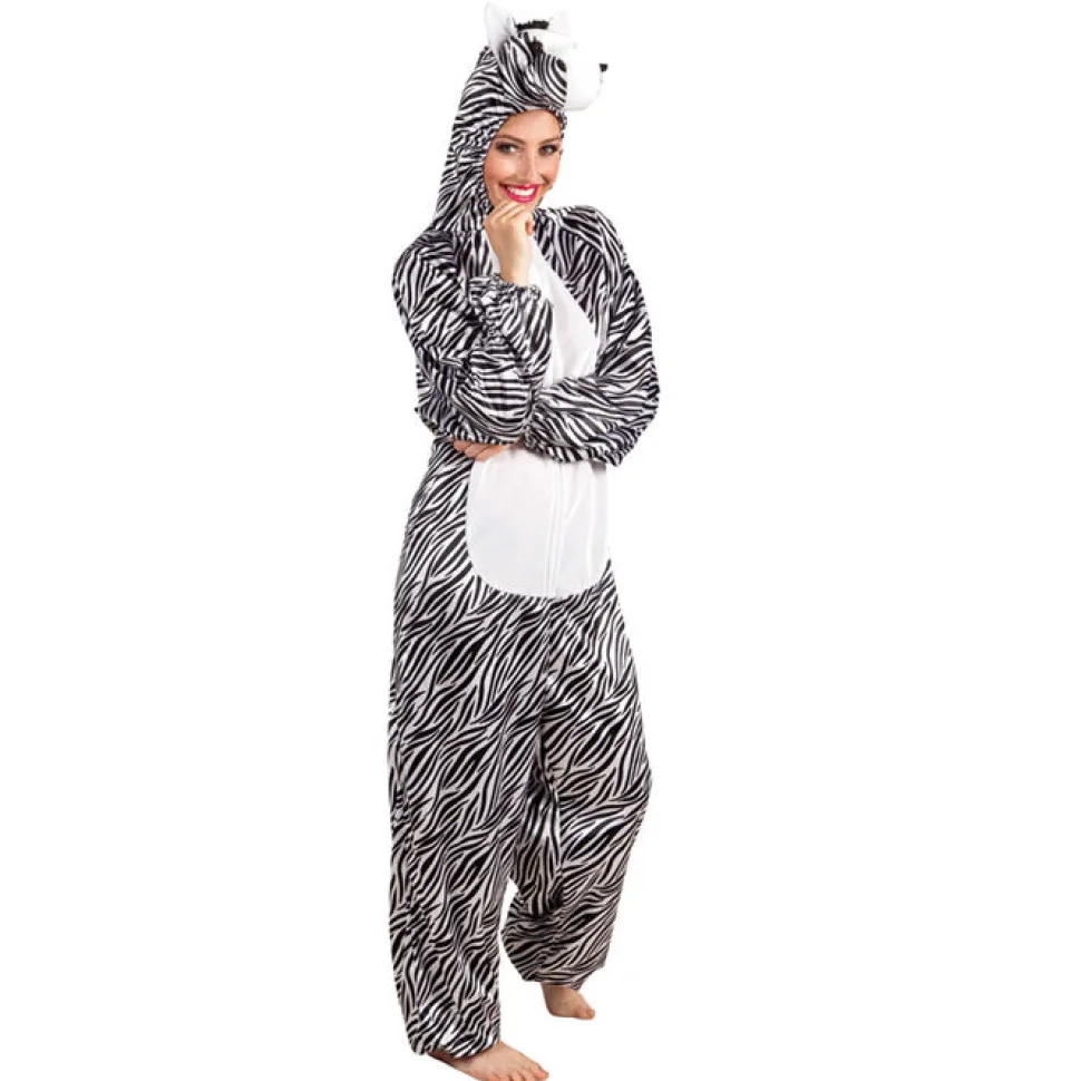 SALE Damen- und Herren-Kostüm Overall Zebra, Gr. S bis 165cm Körpergröße - Plüschkostüm, Tierkostüm