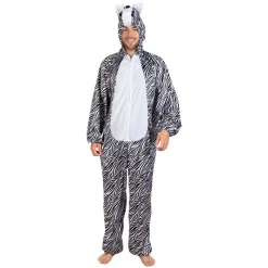 SALE Damen- und Herren-Kostüm Overall Zebra, Gr. S bis 165cm Körpergröße - Plüschkostüm, Tierkostüm