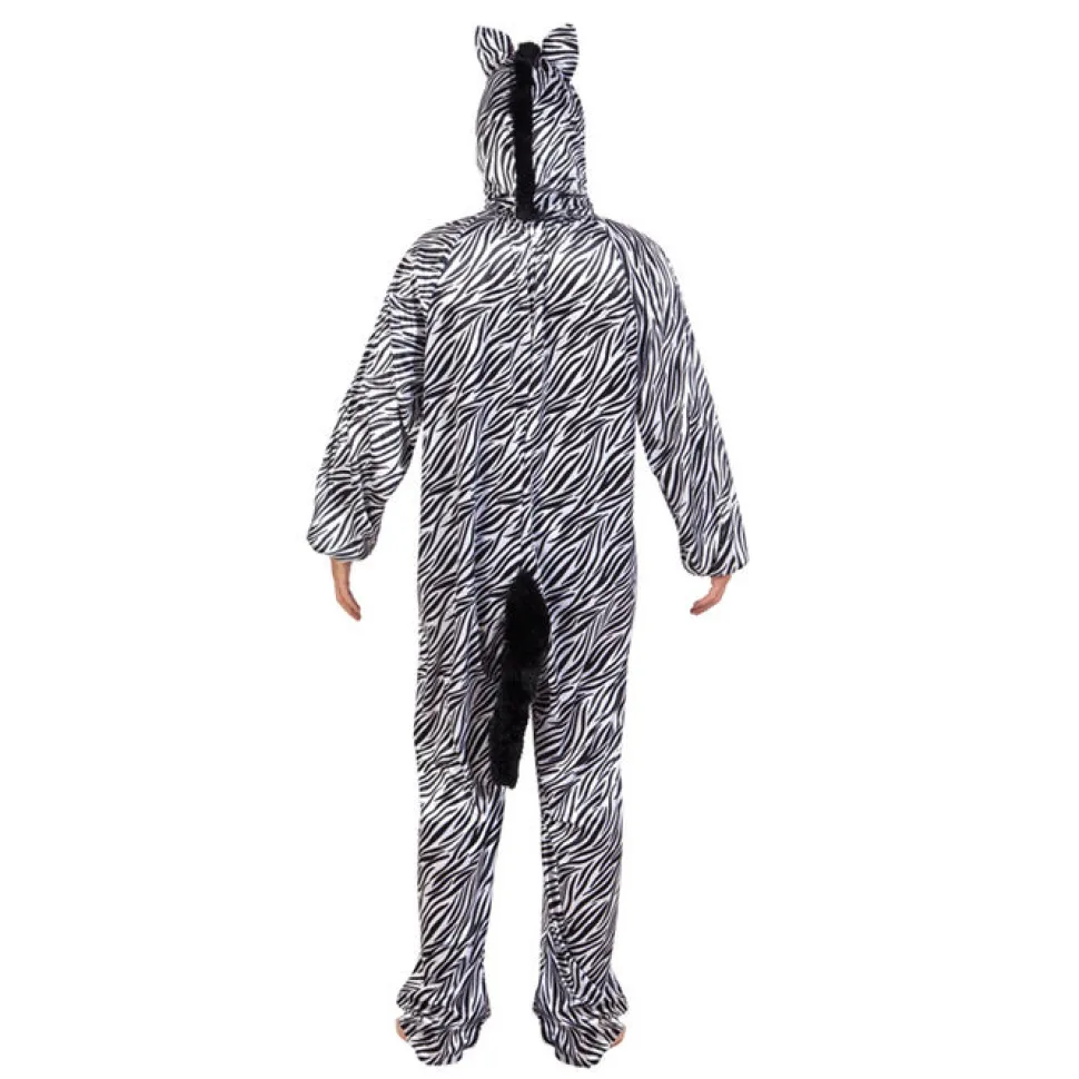 SALE Damen- und Herren-Kostüm Overall Zebra, Gr. S bis 165cm Körpergröße - Plüschkostüm, Tierkostüm