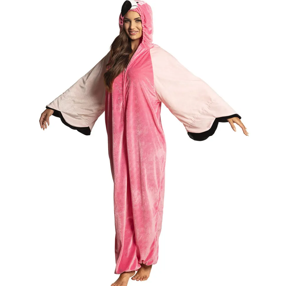 SALE Damen- und Herren-Kostüm Overall Flamingo, Gr. XL bis 190cm Körpergröße - Plüschkostüm, Tierkostüm