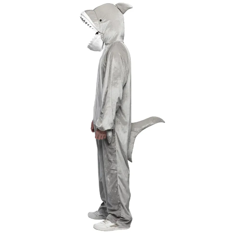 SALE Damen- und Herren-Kostüm Overall Hai, Gr. S bis 165cm Körpergröße - Plüschkostüm, Tierkostüm