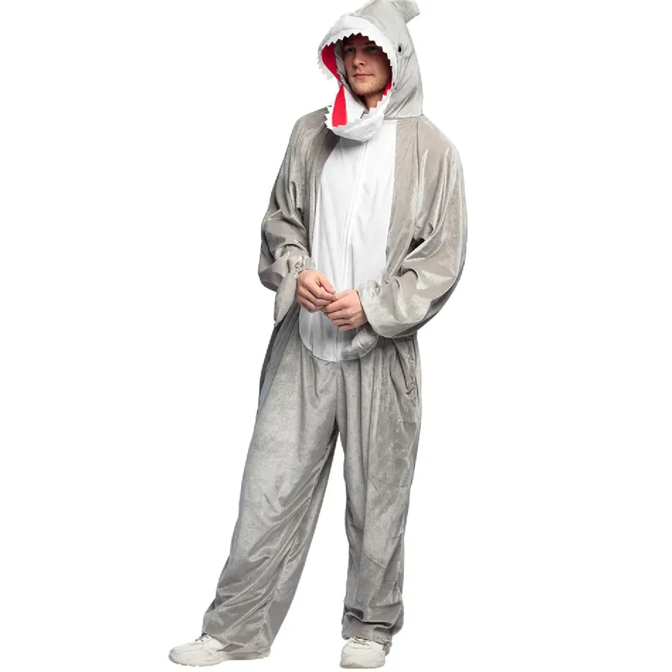 SALE Damen- und Herren-Kostüm Overall Hai, Gr. S bis 165cm Körpergröße - Plüschkostüm, Tierkostüm