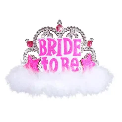 SALE Diadem Bride to be, mit Marabou-Besatz, weiß