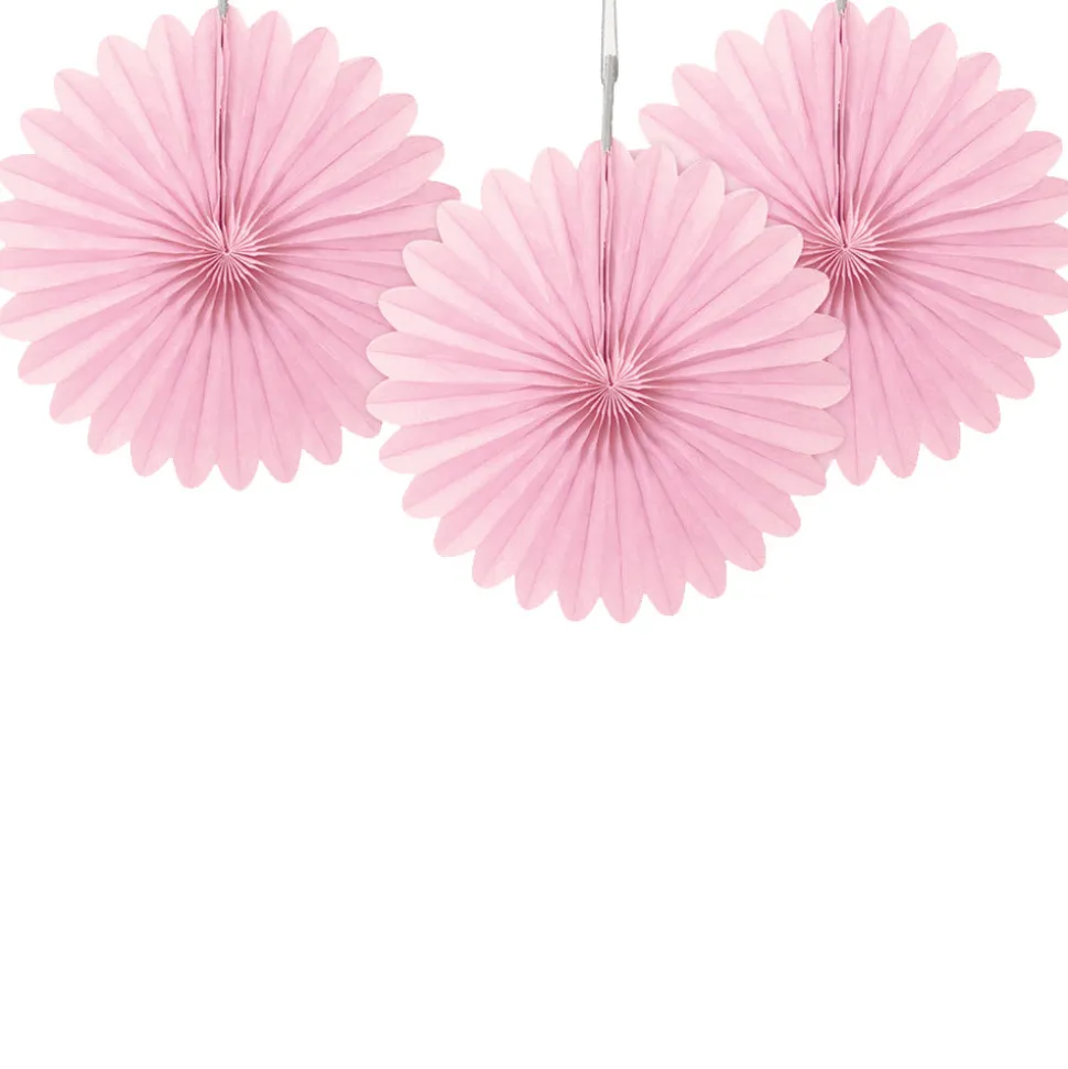 SALE Fächer / Rosetten aus Papier, Raumdeko zum Aufhängen, Größe: ca. 15 cm, 3 Stück, Rosa
