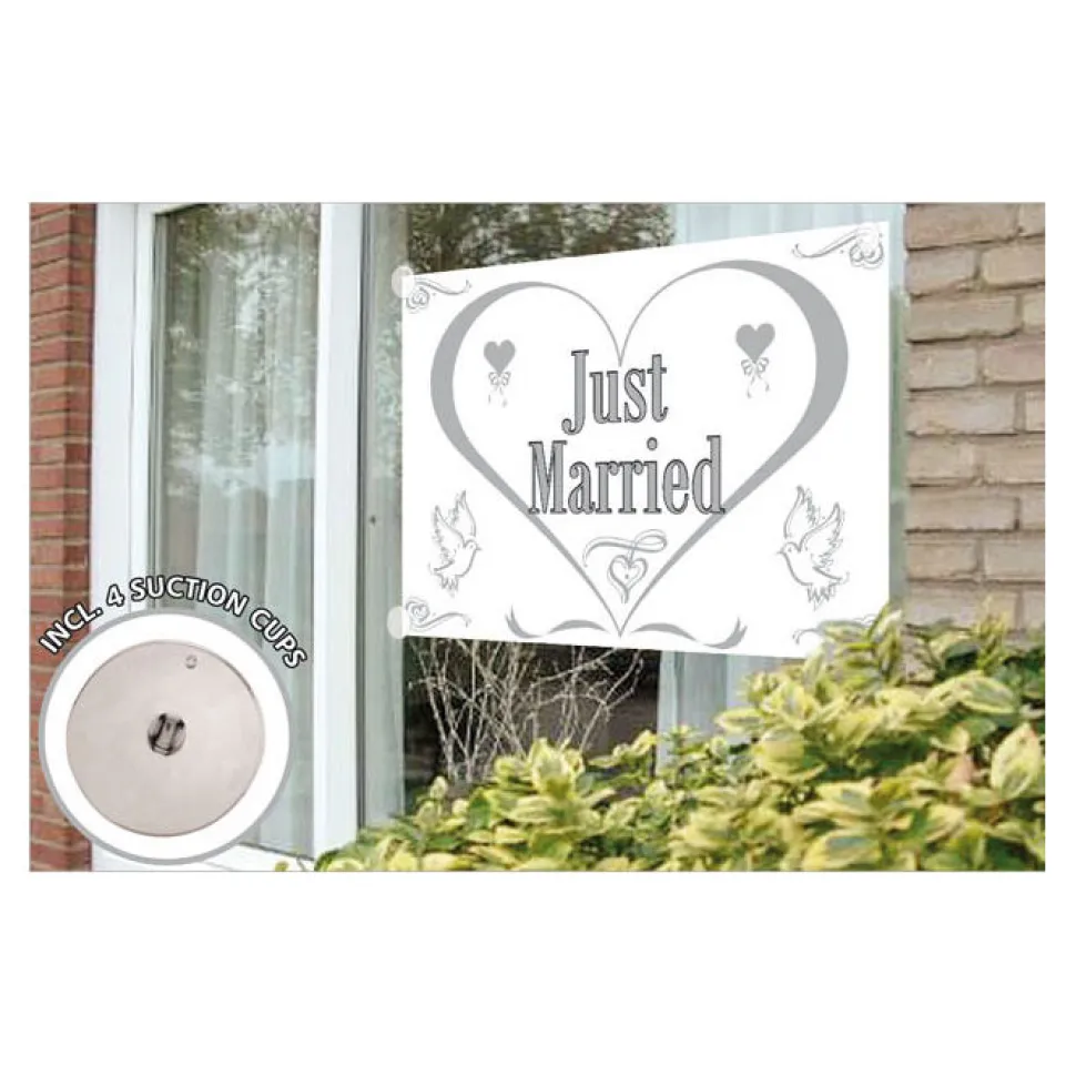 SALE Flagge Just Married, ca. 150 x 100 cm