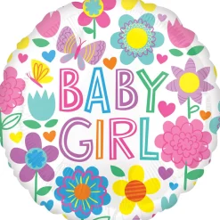 SALE Folienballon Baby Girl Floral Butterfly