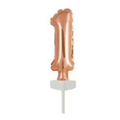 SALE Folienballon Cake Topper Zahl 1 Roségold, ca. 13 cm