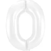 SALE Folienballon Große Zahl 0 Weiß Metallic Matt, 86cm, Zahlenballon