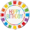 SALE Folienballon Happy Birthday, Geburtstags-Party, Bunt / Regenbogenfarben, beidseitig bedruckt, Größe: ca. 45 cm