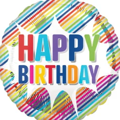 SALE Folienballon Happy Birthday Streifen Explosion
