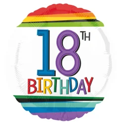 SALE Folienballon Happy-Birthday / Herzlichen Glückwunsch Rainbow 18th, ca. 45 cm