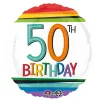 SALE Folienballon Happy-Birthday / Herzlichen Glückwunsch Rainbow 50th, ca. 45 cm