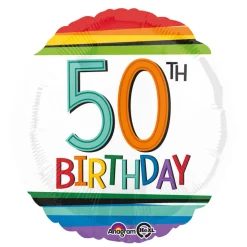 SALE Folienballon Happy-Birthday / Herzlichen Glückwunsch Rainbow 50th, ca. 45 cm