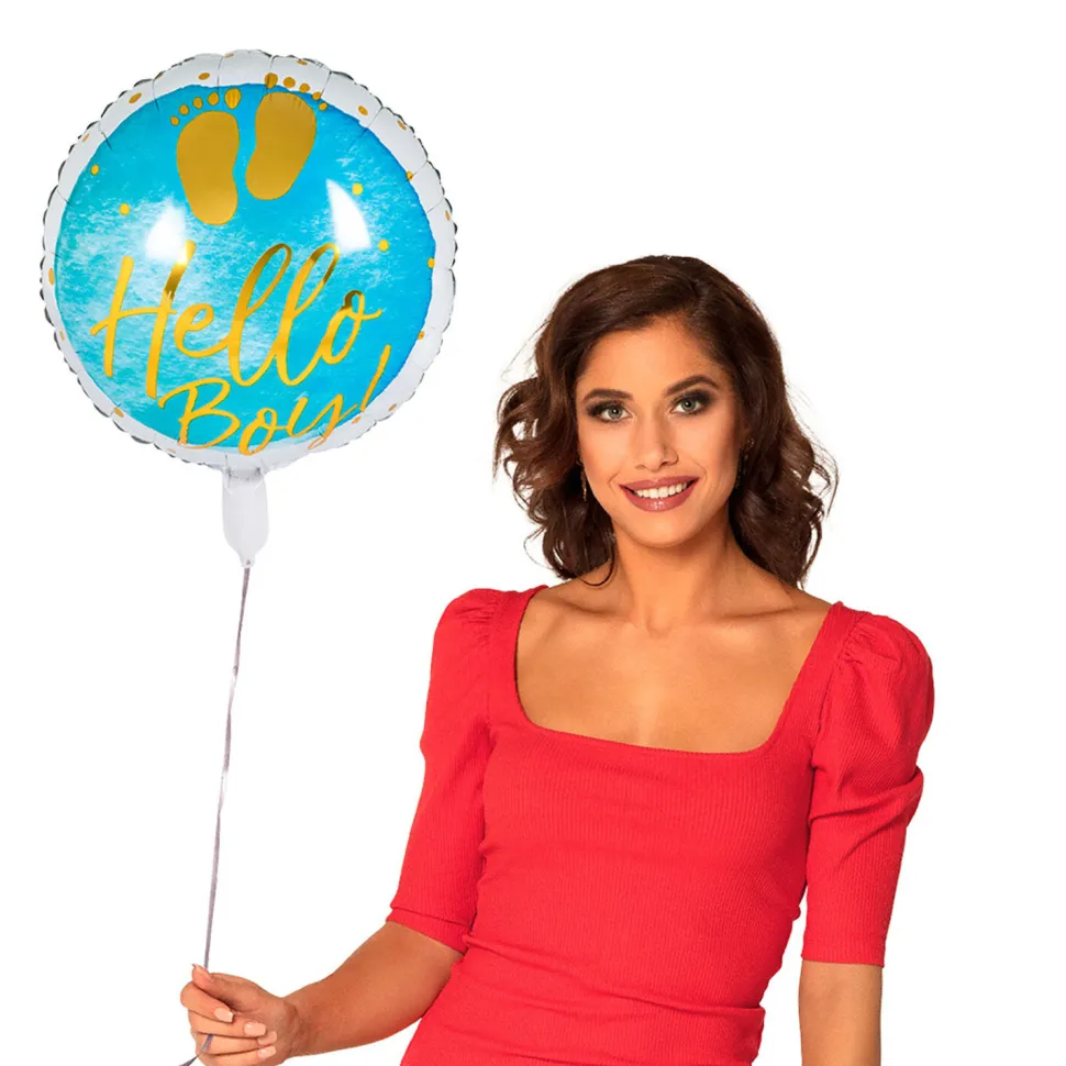 SALE Folienballon Hello Baby, blau, ca. 45cm