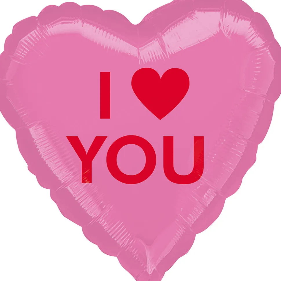 SALE Folienballon I Heart You, Herz Pink, ca. 43cm