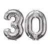 SALE Folienballon Medium Zahl 30 Silber, 45x66 cm