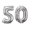 SALE Folienballon Medium Zahl 50 Silber, 45x66 cm