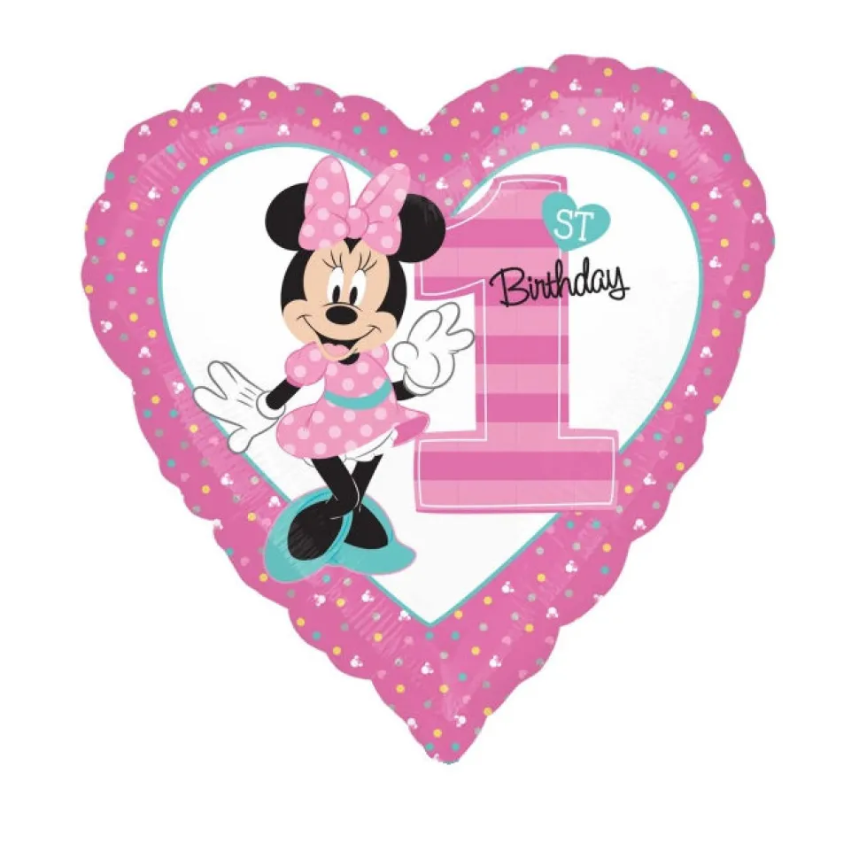 SALE Folienballon Minnie 1st Brithday, ca. 45 cm
