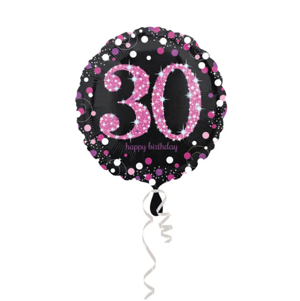 SALE Folienballon Sparkle Pink 30th, ca. 45 cm