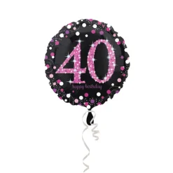 SALE Folienballon Sparkle Pink 40th, ca. 45 cm