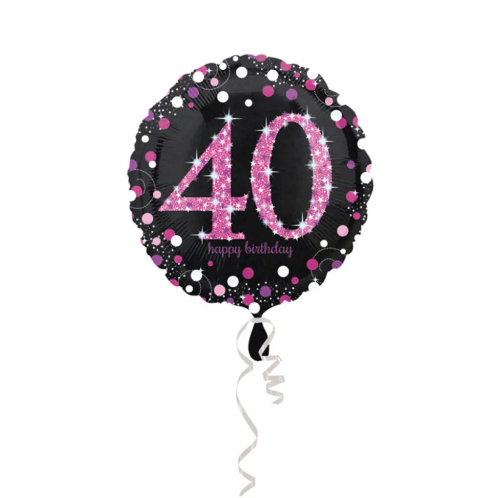 SALE Folienballon Sparkle Pink 40th, ca. 45 cm