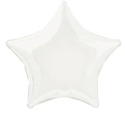 SALE Folienballon Stern Unifarben, Premiumqualität, beidseitig bedruckt, Größe: ca. 45 cm, Farbe: Weiß