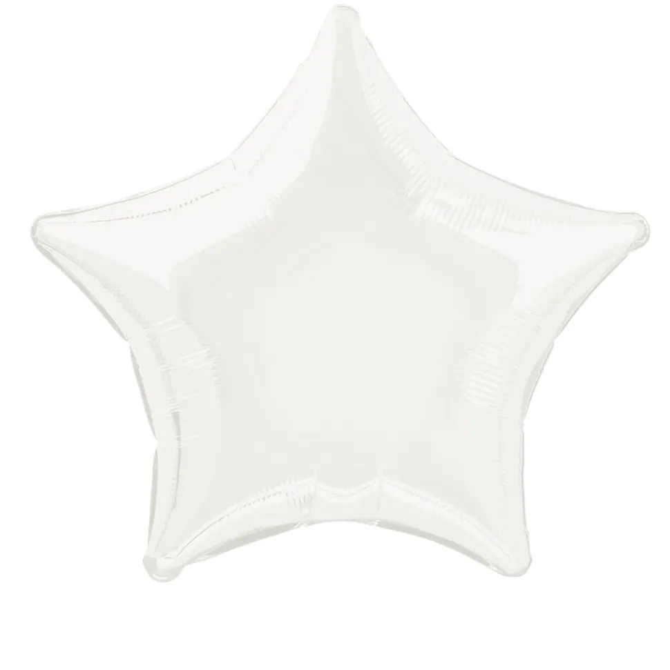 SALE Folienballon Stern Unifarben, Premiumqualität, beidseitig bedruckt, Größe: ca. 45 cm, Farbe: Weiß