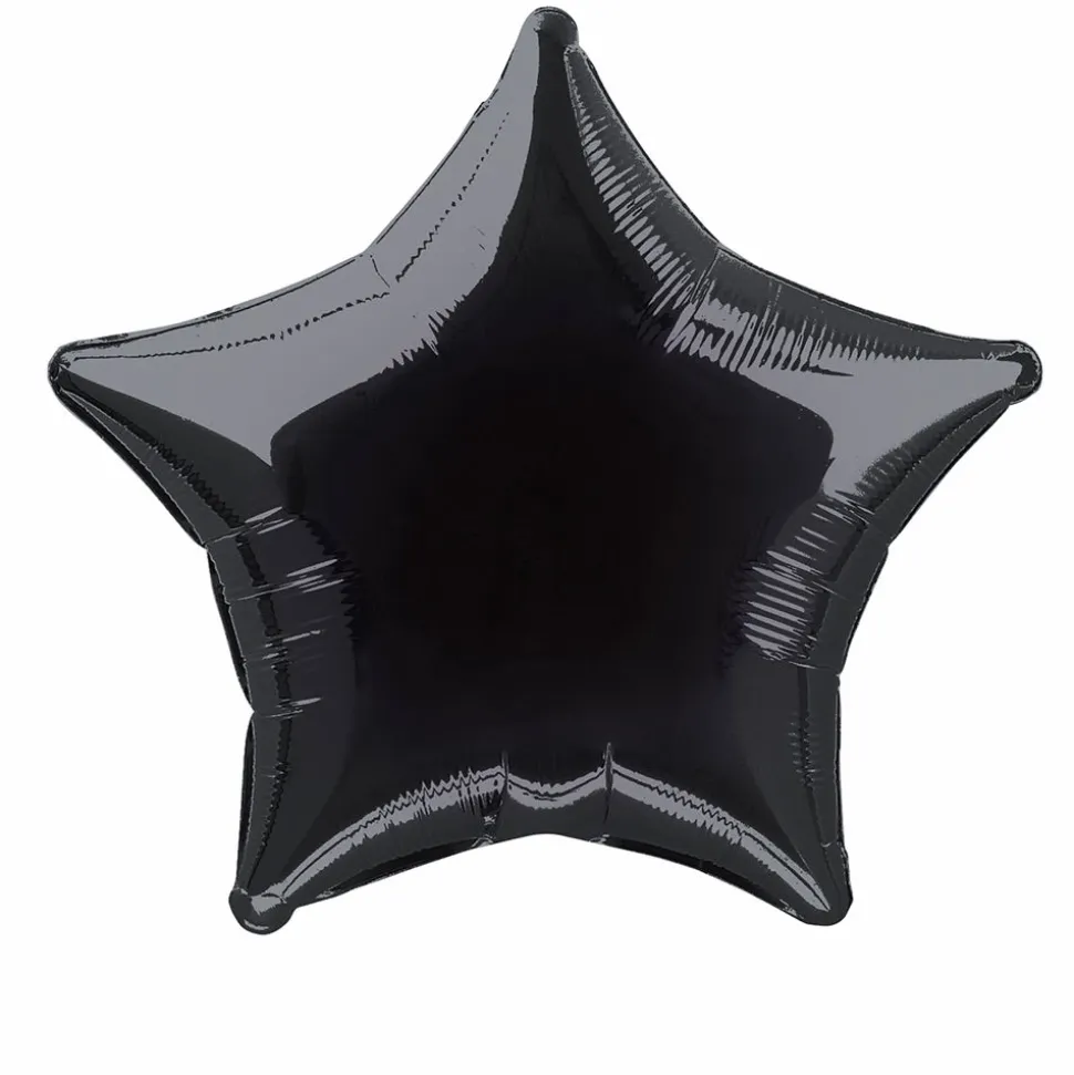 SALE Folienballon Stern Unifarben, Premiumqualität, beidseitig bedruckt, Größe: ca. 50 cm, Farbe: Schwarz