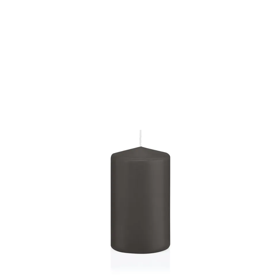 SALE Getauchte glatte Stumpen-Kerze, ca. Höhe: 100mm, Ø 60mm, Farbe: Grau