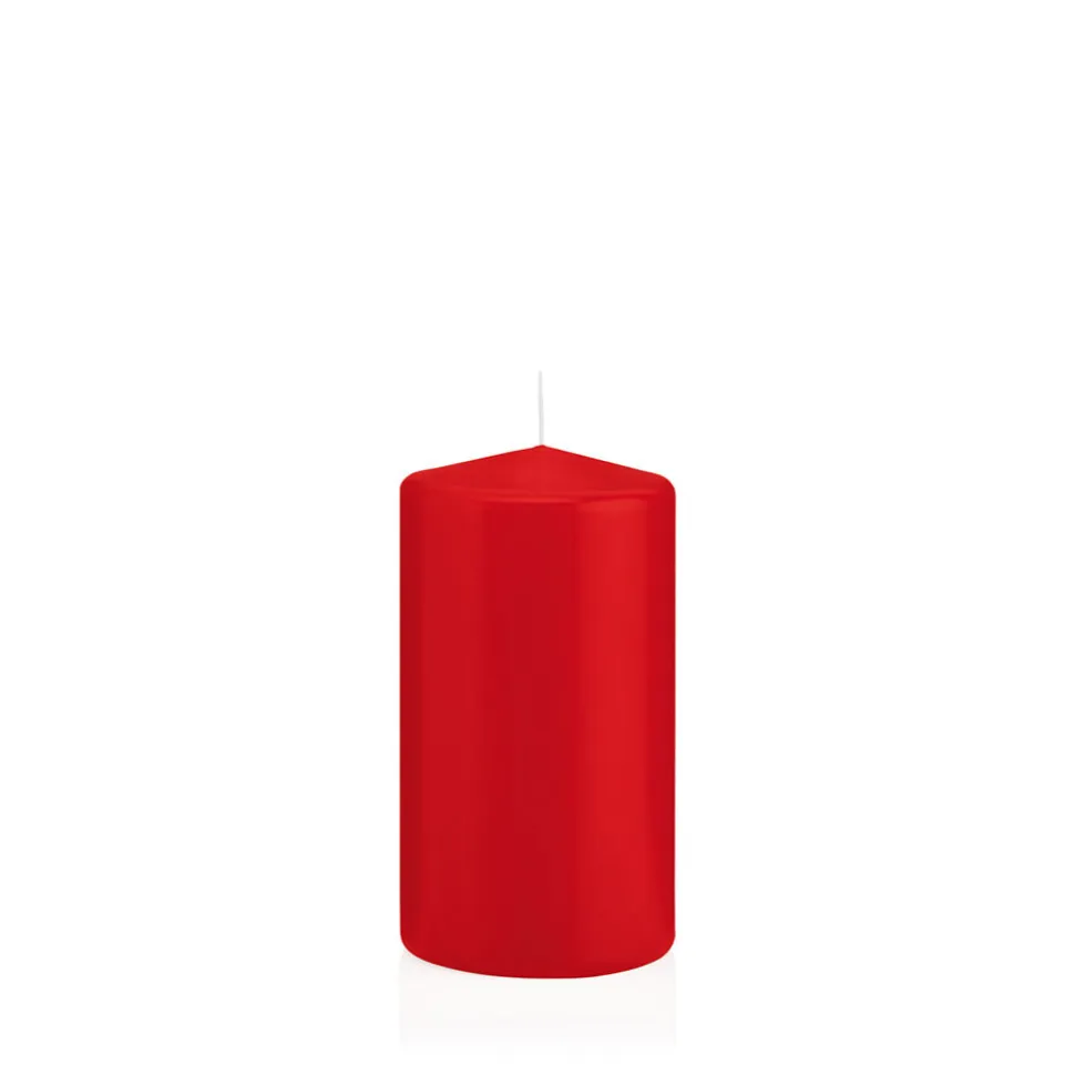 SALE Getauchte glatte Stumpen-Kerze, ca. Höhe: 130mm, Ø 70mm, Farbe: Rot